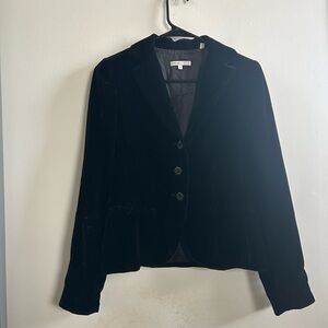 Vince‎ velvet Black Blazer with Tailored Fit and Lapel Collar